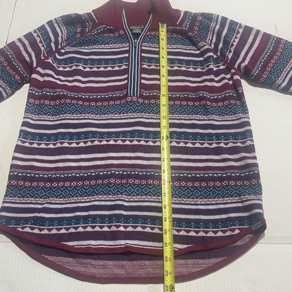 Eddie Bauer Striped quarter Half-Zip Fair Isle Sweater matron  white blue design - Picture 4 of 7